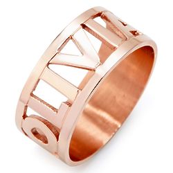 Personalized Cut Out Block Rose Gold Name Ring