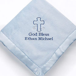 Blue Personalized Christian Baby Blanket