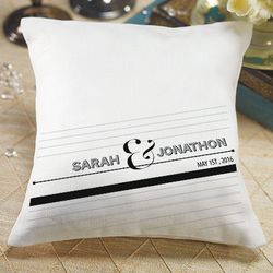 Contemporary Black and White Personalized Ring Pillow
