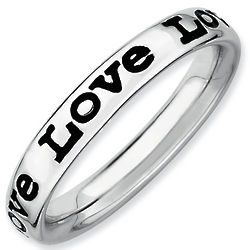Sterling Silver Stackable Polished Enameled Love Ring