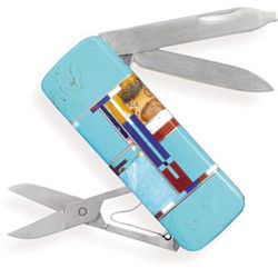Stainless Steel and Multicolor Imitation Inlay Stone Pocket Knife