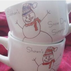 Personalized Snowman Cocoa Mug Set
