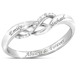Our Love's Embrace Diamond Ring with Personalized Names