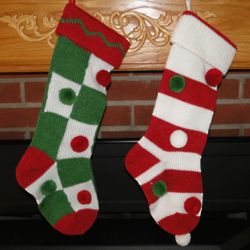 Knit Pom Pom Personalized Christmas Stocking