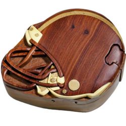 Football Helmet Secret Wooden Puzzle Box