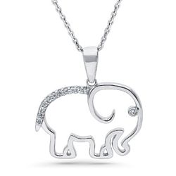 Sterling Silver CZ Elephant Pendant