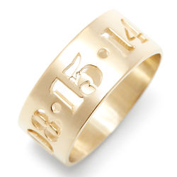 Personalized Date Gold Cut Out Ring