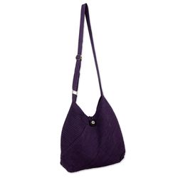Surreal Purple Cotton Hobo Bag with Coin Purse