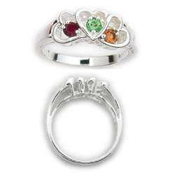 Platinum Plated Daughter's Birthstone Heart Ring