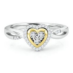 Sterling Silver & 14kt Yellow Gold Diamond Heart Ring