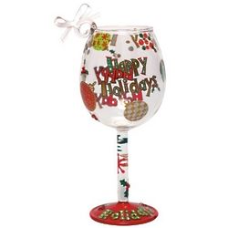 Happy Holidays Mini Wine Glass Ornament