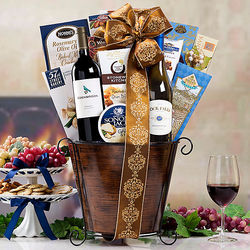 Merlot, Chardonnay and Gourmet Pairings Gift Basket