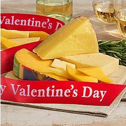 Cheese Trio and Cutting Board with Valentine's Day Ribbon