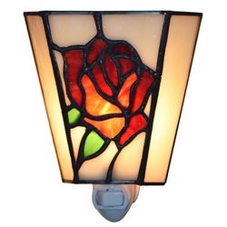 Tiffany-Style Stained Glass Rose Night Light