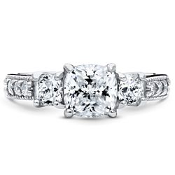 Sterling Silver Cushion 3-Stone CZ Ring