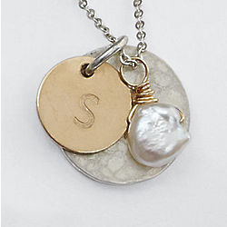 Silver Hand-Stampled Initial Necklace