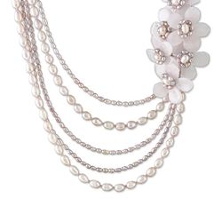 Luscious Garlands Pearl & Rose Quartz Beaded Strand Necklace