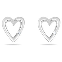 Open Heart Diamond Silver Earrings