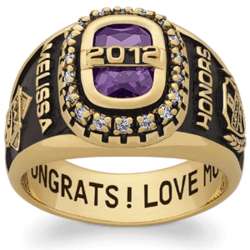 Women's Cubic Zirconia Encrusted Personalized Class Ring