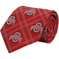 Ohio State Buckeyes Scarlet Plaid Woven Tie