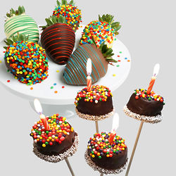 Happy Birthday Chocolate-Covered Strawberries and Brownie Pops