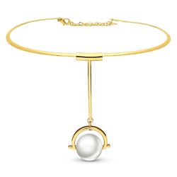 Gold-Tone Simulated Pearl Ball Bead Choker