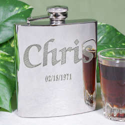Bright Finished Silver Personalized Flask