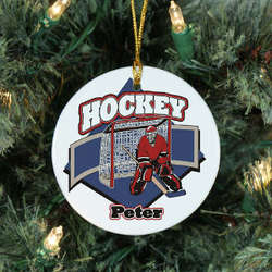 Personalized Ceramic Hockey Player Ornament
