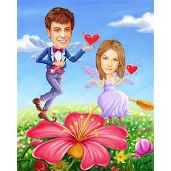 Fairy Love Caricature for Two Custom Photo Print