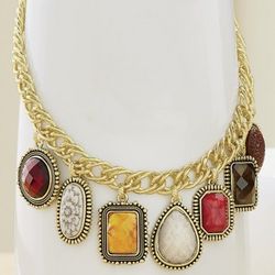 Colorful Stones Charm Necklace - FindGift.com