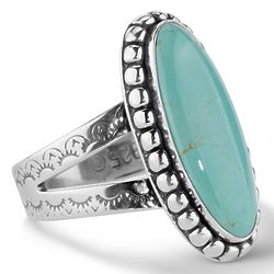 Green Turquoise Openwork Sterling Silver Ring