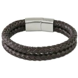 Men's Strong Friends in Brown Leather Wristband Bracelet