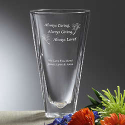 Engraved Always Loved Crystal Flower Vase