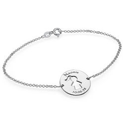 Mom's Personalized Cut Out Kid Bracelet in Sterling Silver