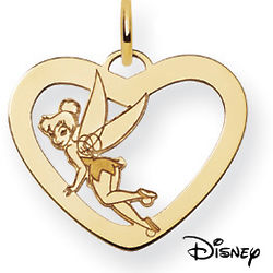Tinkerbell 14K Solid Yellow Gold Heart Pendant