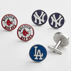Personalized Silver-Tone MLB Cufflinks