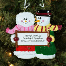 Snowman Couple Personalized Christmas Ornament