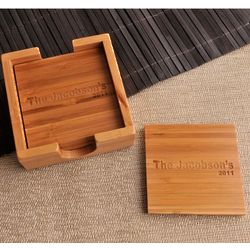 Personalized Bamboo Coaster Set