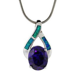 Opal and Silver Amethyst Pendant