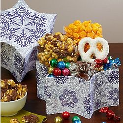 Popcorn and Candy in Snowflake Shaped Gift Box