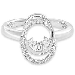 Diamond Mom Ring in Sterling Silver