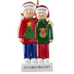 Personalized Ugly Sweater 2-Person Family Ornament