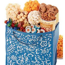 Spring Batik Tote Bag with Gourmet Snacks