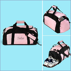 Embroidered Pink Gym Bag
