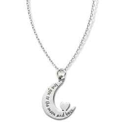I Love You to the Moon and Back Engraved Silver Necklace