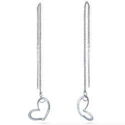 Sterling Silver Open Heart Fashion Threader Earrings