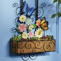 Metal Flower and Butterfly Door Basket