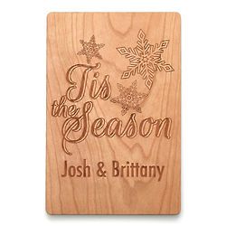 Tis the Season Personalized Wood Holiday Card