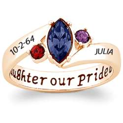 Gold-Plated Our Daughter Our Pride Birthstone and Name Ring