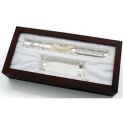 Silver Birth Certificate Holder in Rosewood Box